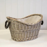 Oval Log Basket with Rope Handles T44x30xH20/27xB33c23cm  Weight-1368g