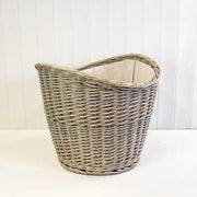 Willow Oval Log Basket with Hessian Liner TD50x48cm