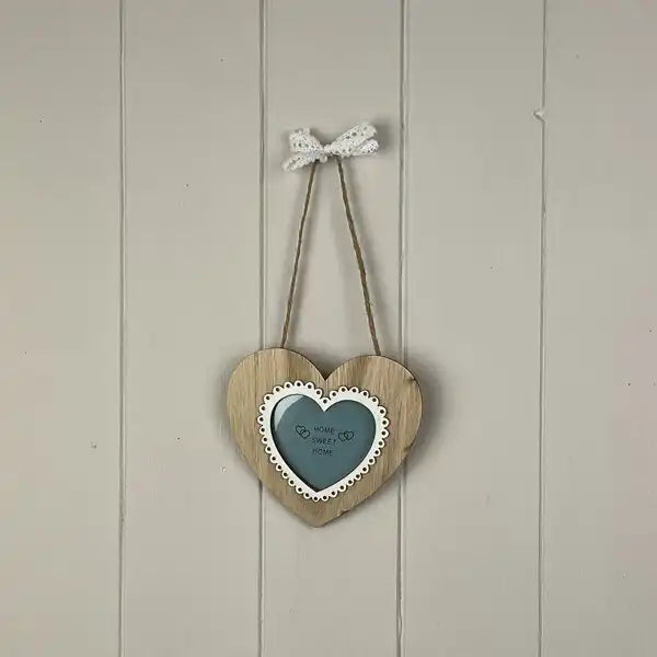 Hanging Heart Shaped Photo Frame in Plywood PVC 12cm x 12cm Window 6.5cm x 6cm PVC thickness 0.25 -