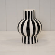 Black and White Striped Round Vase
