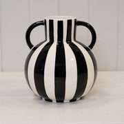 Black and White Striped Statement Vase.