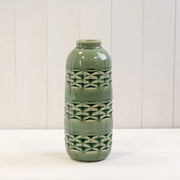 Green Ceramic Vase (25.5cm) TD(ext)5.2/(int)4cm BD7.5 x H25.5cm