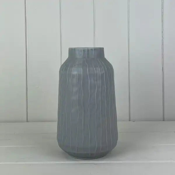 Large Glazed Pastel Grey Vase (19cm)  H19.5cm D11.1