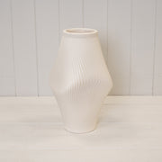 Modern Beige Sculptural Ribbed Vase