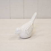 Ceramic Natural Bird with Olive Branch Detail 10.7cm x 6cmx 10.5cm