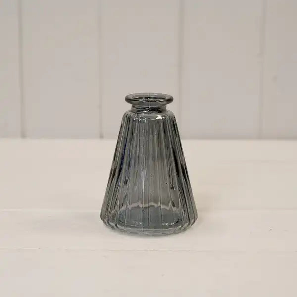 Cool Grey Glass Ribbed Bottle