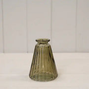 Olive Green Glass Ribbed Bottle L7.4cm X H9.9cm