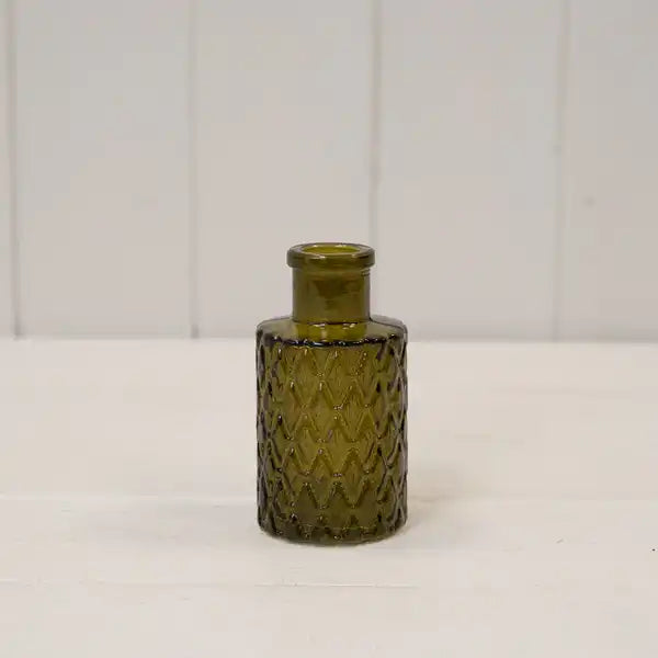 Olive Green Mini Geometric Glass Bottle