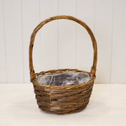 24 x 18cm Oval Brown Willow Basket with Overhandle