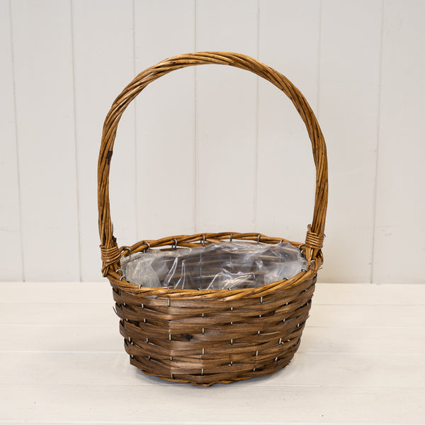 24 x 18cm Oval Brown Willow Basket with Overhandle