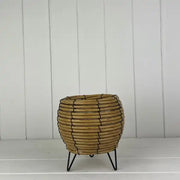 Bulbous Rattan Pot with Legs TH15.7cm MD15.5cm