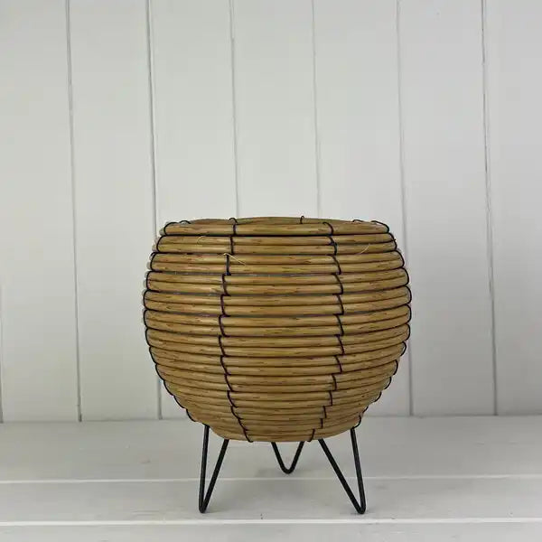 Bulbous Rattan Pot with Legs TH21.5cm MD20.5cm