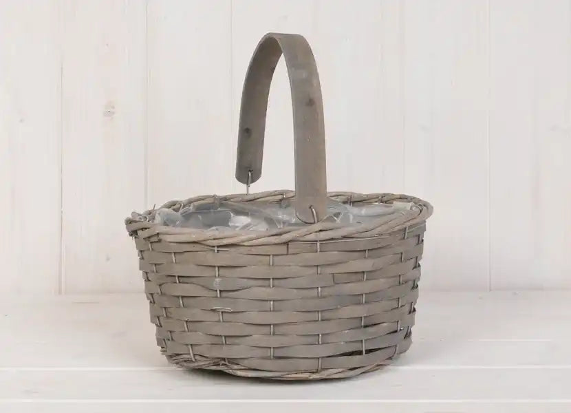 Greywashed Woodchip Trug with Flexi Handle 26x22cm H12cm