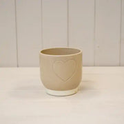 Cream Debossed Heart Pot TD11.3cm H11cm B8.6cm