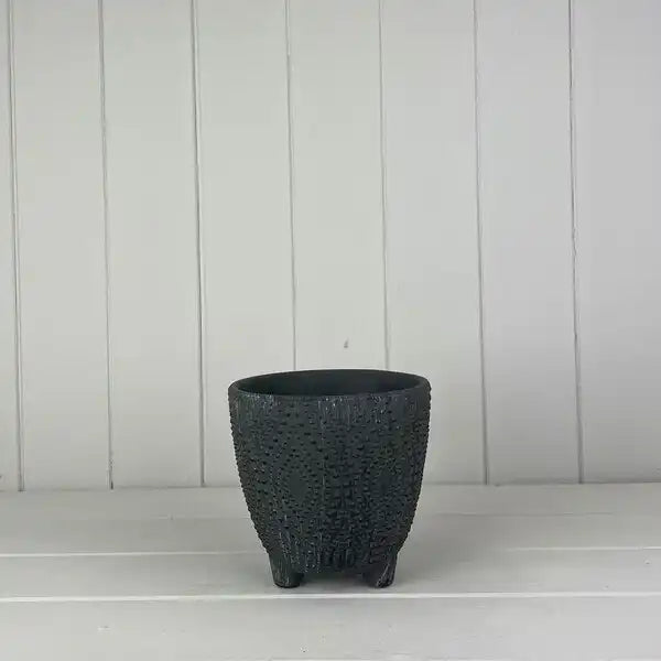 Dotty Grey Pot with Feet D13.8 x H13cm  Weight-538g