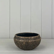 Gold Planting Bowl with Leaf Design H8cm TD15.5cm MD17cm