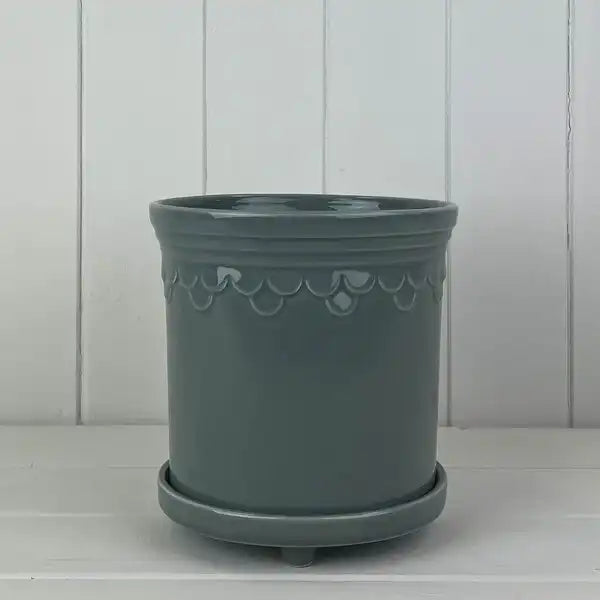 Grey Saucer Pot D16.6cm H15.2cm  Weight-994g