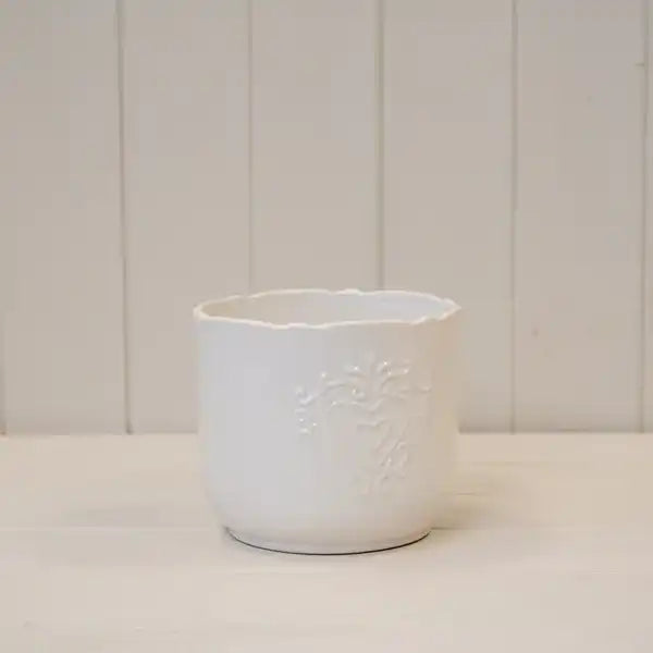 Large White Ceramic Pot TD14.5cm Heart Design