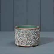 Green and Copper Washed Cement Planter L12.5xD12.5xH8.5cm