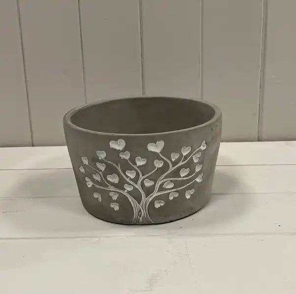 Grey Cement Love Tree Bowl TD16.8cm H9.8cm