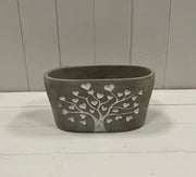 Grey Cement Love Tree Trough TD19.5x11.2cm H9.8cm