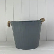 Cool Grey Round Tapered Zinc Planter (28cm)