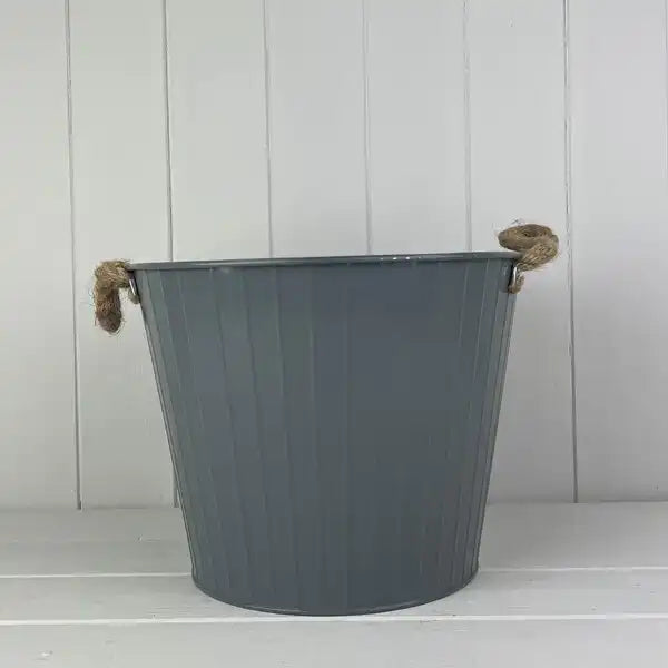 Cool Grey Round Tapered Zinc Planter (28cm)