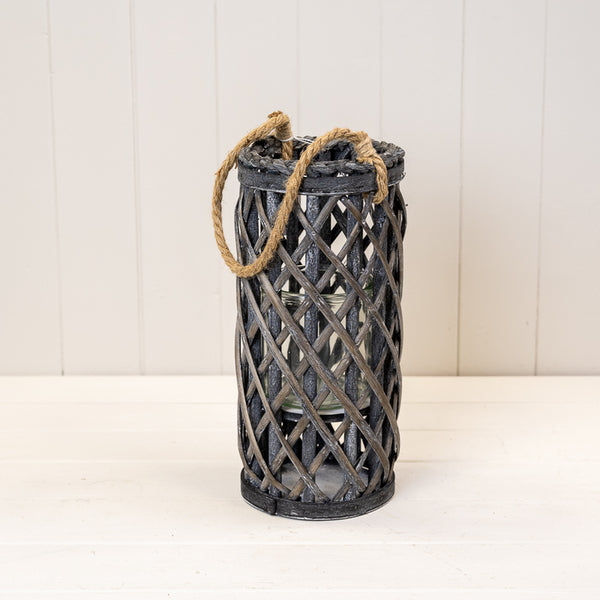 30cm Grey Washed Lantern L17cm W17cm H30cm