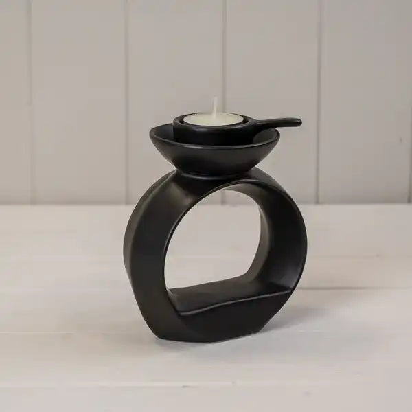 Black Ceramic Wax/Oil Burner H13cm x W12.5cm