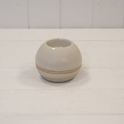 Taupe Ceramic Glazed Tealight Holder With Unglazed Design 9.3cm x 9.3cm x 6.8cm