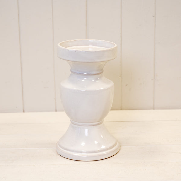 Natural Ceramic Candle Holder Large 13.3cm x 13.3cm x 22cm