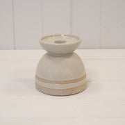 Taupe Glazed Candle Holder with Unglazed Design 12.2cm x 12.2cm x 11.2cm