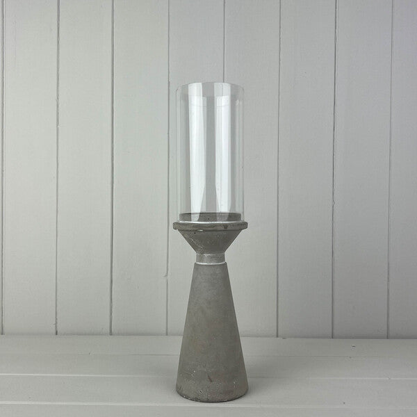 Concrete Candle Holder (D9cm TH20.5cm) with glass shade (D8cm H15cm)  (Send with CE480029LS Lampsha