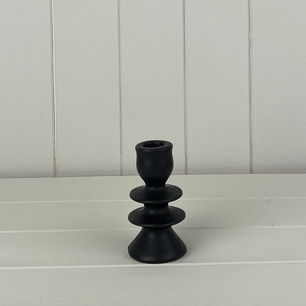Extra Small Black Ceramic Candle Holder