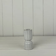 Glazed Ceramic Candle Holder with Textured  Detail L5.8xD5.8xH12.3cm  Weight-277g