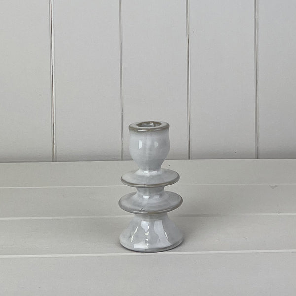 Glazed Ceramic Candle Holder with Textured Detail L6.3xD6.3xH11.2cm  Weight-223g