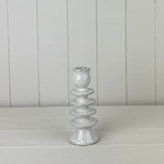 Glazed Ceramic Candle Holder with Textured Detail L6.7xD6.7xH16.2cm  Weight-332g