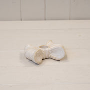 Glazed Ceramic Double Bow Candle Holder