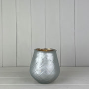Large Frosted Silver Glass Tealight Holder TD9.5 x H13.5 x B6cm CL