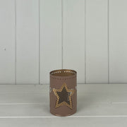 Pink Tealight Holder with Star Design D7xH7.5xBD6.5cm