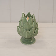 Sage Green Ceramic Artichoke Candle Holder