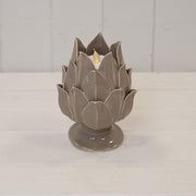 Taupe Glazed Artichoke Candle Holder