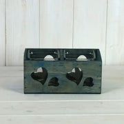 Two Part Blue Tealight with Cut Out Heart Detail H 8 X L 18 cm