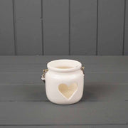 White Porcelain Heart Cutout Tealight Holder D6.5cm H7.1cm