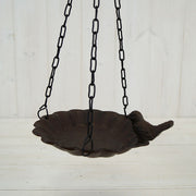 Cast Iron Hanging Round Plate Bird Feeder with Chain 17x15x37cm