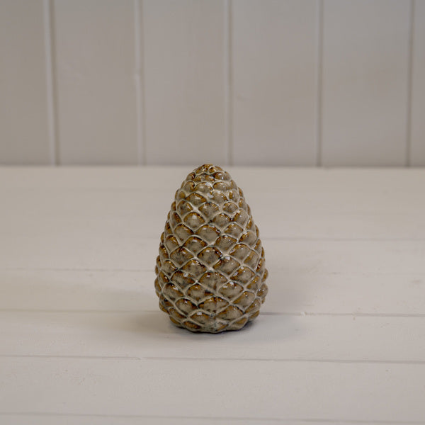 Beige Mottle Ceramic Pinecone Decoration L6.5xD6.5xH11cm  Weight-192g