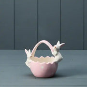 Ceramic Pink Posy Basket H11.5 W13 D8.5