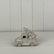 Glazed Ceramic Car Carrying Tree Ornament with Textured Detail and LED  L13.3xD6.3xH10.2cm  Weight-