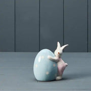Ceramic Pink Rabbit with Blue Egg H11 W11.5 D6