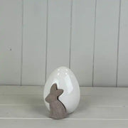 Ceramic White Egg With Rabbit H12.5cm W9cm D9.5cm  Weight-246g